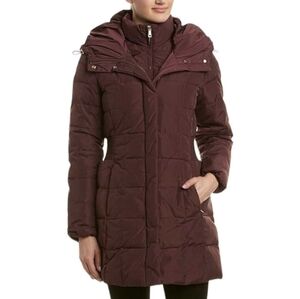 Cole Haan Signature Hooded Taffeta Down Coat  - Size S